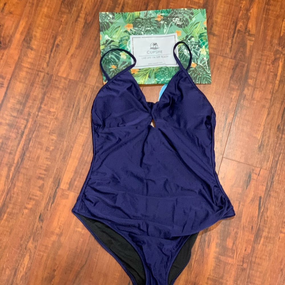NWT Cupshe Blue Peek Hole One-Piece Swimsuit